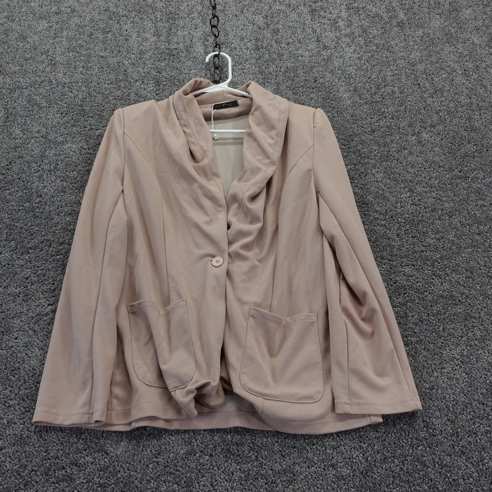 Mery Rose Blazer Womens Large Pink Shawl Collar Single Button Pocket Shoulder